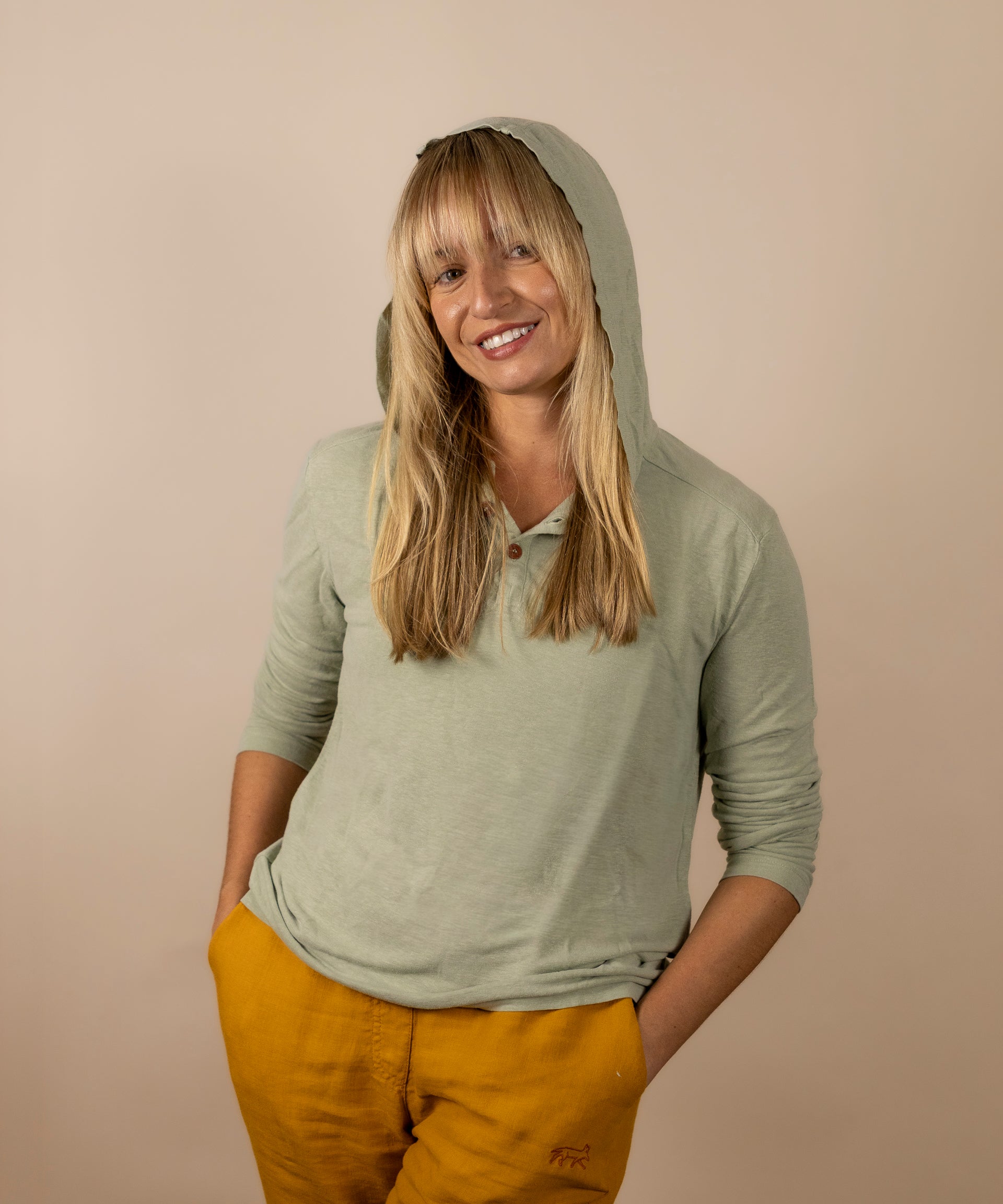 White Sands - Women's Sun Henley with Hideaway Hood