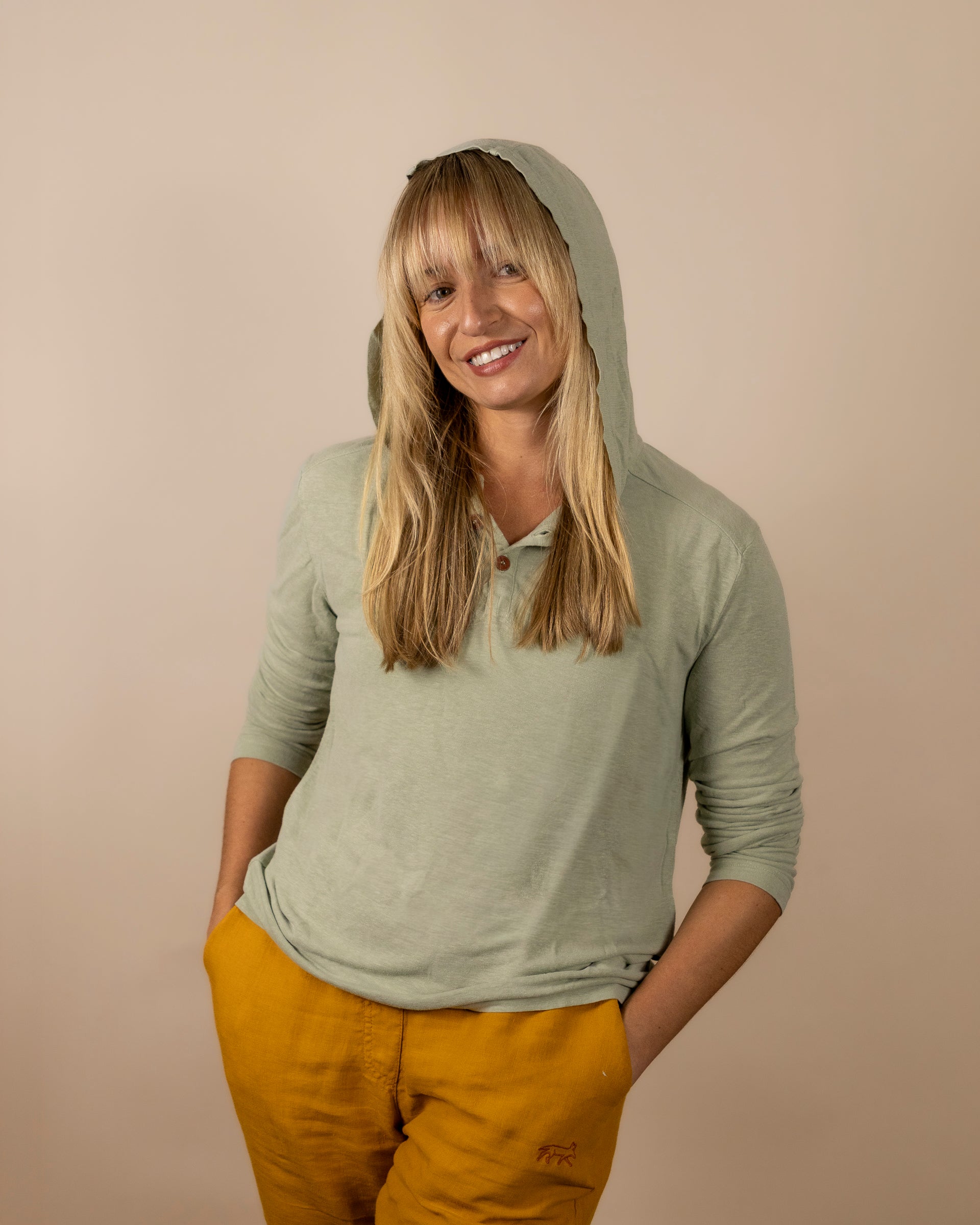 White Sands - Women's Sun Henley with Hideaway Hood