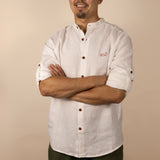 Canyonlands - Men’s Long-Sleeve Ventilated Hemp Shirt in Desert Willow (White) (front view)