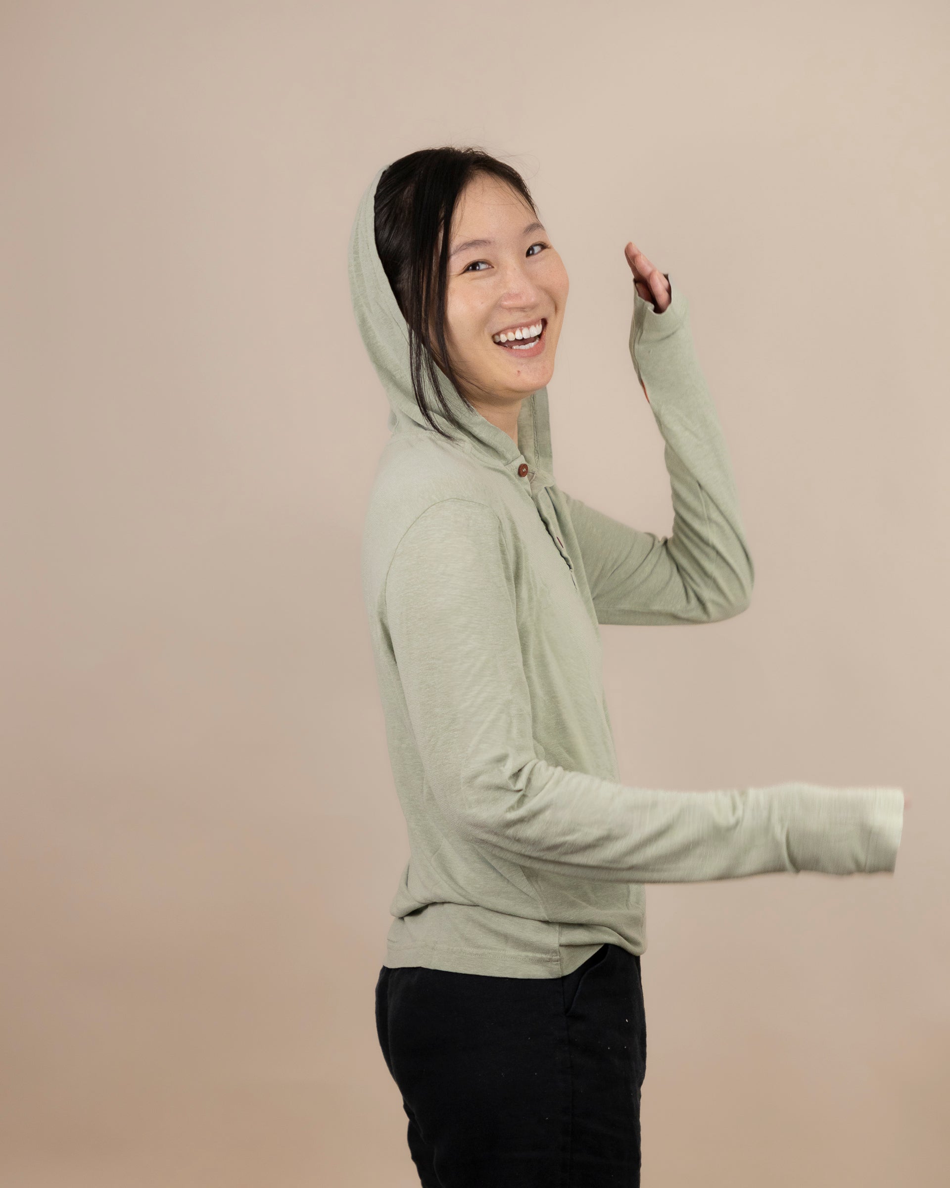 White Sands - Women's Sun Henley with Hideaway Hood
