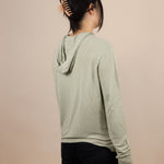 White Sands - Women's Long-Sleeve Hooded Henley in Desert Willow (White)(Back view)