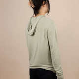 White Sands - Women's Long-Sleeve Hooded Henley in Desert Willow (White)(Back view)