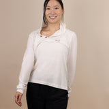 White Sands - Women's Long-Sleeve Hooded Henley in Desert Willow (White) (Front view)