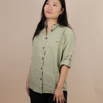 Canyonlands - Women’s Long-Sleeve Ventilated Hemp Shirt in Agave (Light Green)(front view)