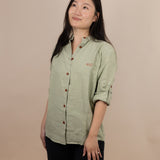 Canyonlands - Women’s Long-Sleeve Ventilated Hemp Shirt in Agave (Light Green)(front view)