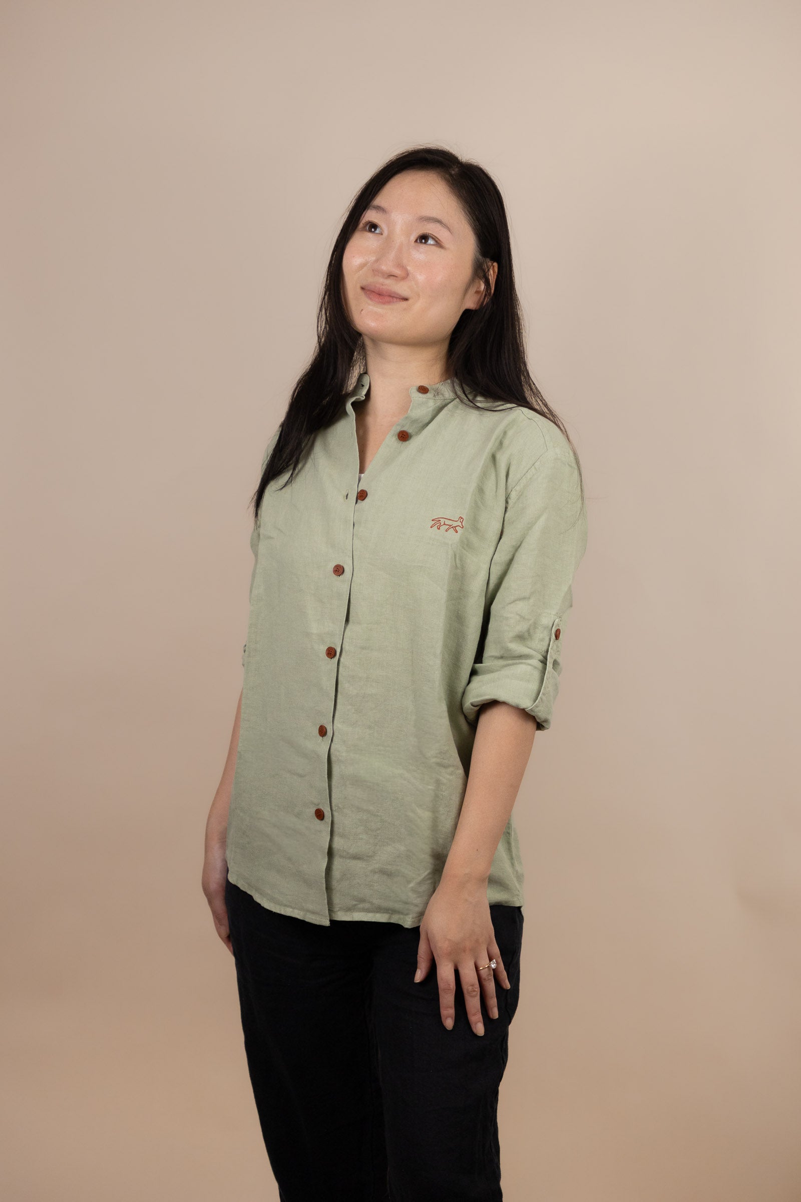 Canyonlands - Women’s Long-Sleeve Ventilated Hemp Shirt in Agave (Light Green)(front view)