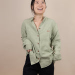 Canyonlands - Women’s Long-Sleeve Ventilated Hemp Shirt in Agave (Light Green)(front view)