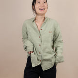 Canyonlands - Women’s Long-Sleeve Ventilated Hemp Shirt in Agave (Light Green)(front view)