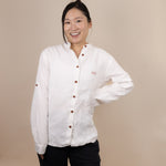 Canyonlands - Women’s Long-Sleeve Ventilated Hemp Shirt in Desert Willow (White) (front view)