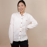 Canyonlands - Women’s Long-Sleeve Ventilated Hemp Shirt in Desert Willow (White) (front view)