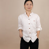 Canyonlands - Women’s Long-Sleeve Ventilated Hemp Shirt in Desert Willow (White) (front view)