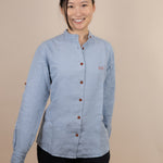 Canyonlands - Women’s Long-Sleeve Ventilated Hemp Shirt in Blue Sage (Light Blue) (front view)