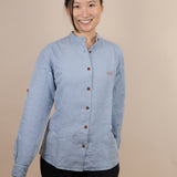 Canyonlands - Women’s Long-Sleeve Ventilated Hemp Shirt in Blue Sage (Light Blue) (front view)