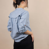 Canyonlands - Women’s Long-Sleeve Ventilated Hemp Shirt in Blue Sage (Light Blue) (back view)