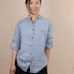 Canyonlands - Women’s Long-Sleeve Ventilated Hemp Shirt in Blue Sage (Light Blue) (front view)