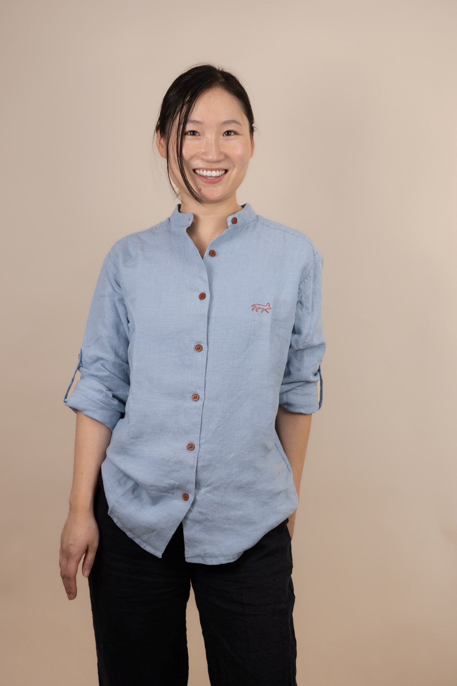 Canyonlands - Women’s Long-Sleeve Ventilated Hemp Shirt in Blue Sage (Light Blue) (front view)