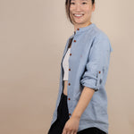 Canyonlands - Women’s Long-Sleeve Ventilated Hemp Shirt in Blue Sage (Light Blue) (side view)