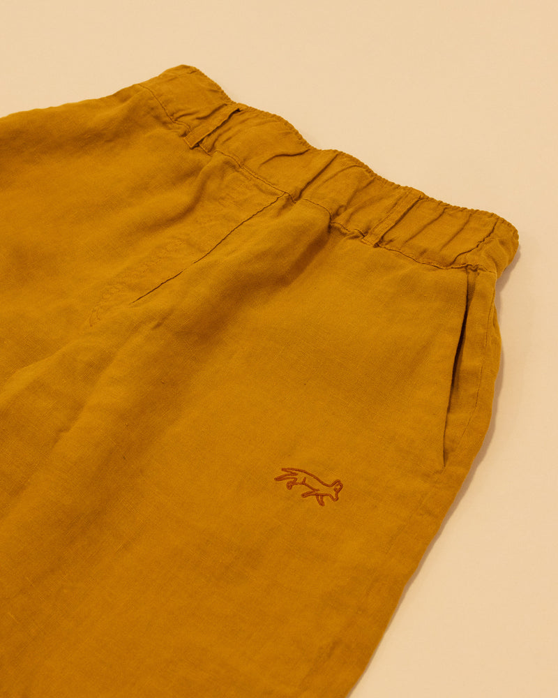 Joshua Tree - Women's Breathable Hemp Trail Pants in Orpiment (Turmeric) (close up)