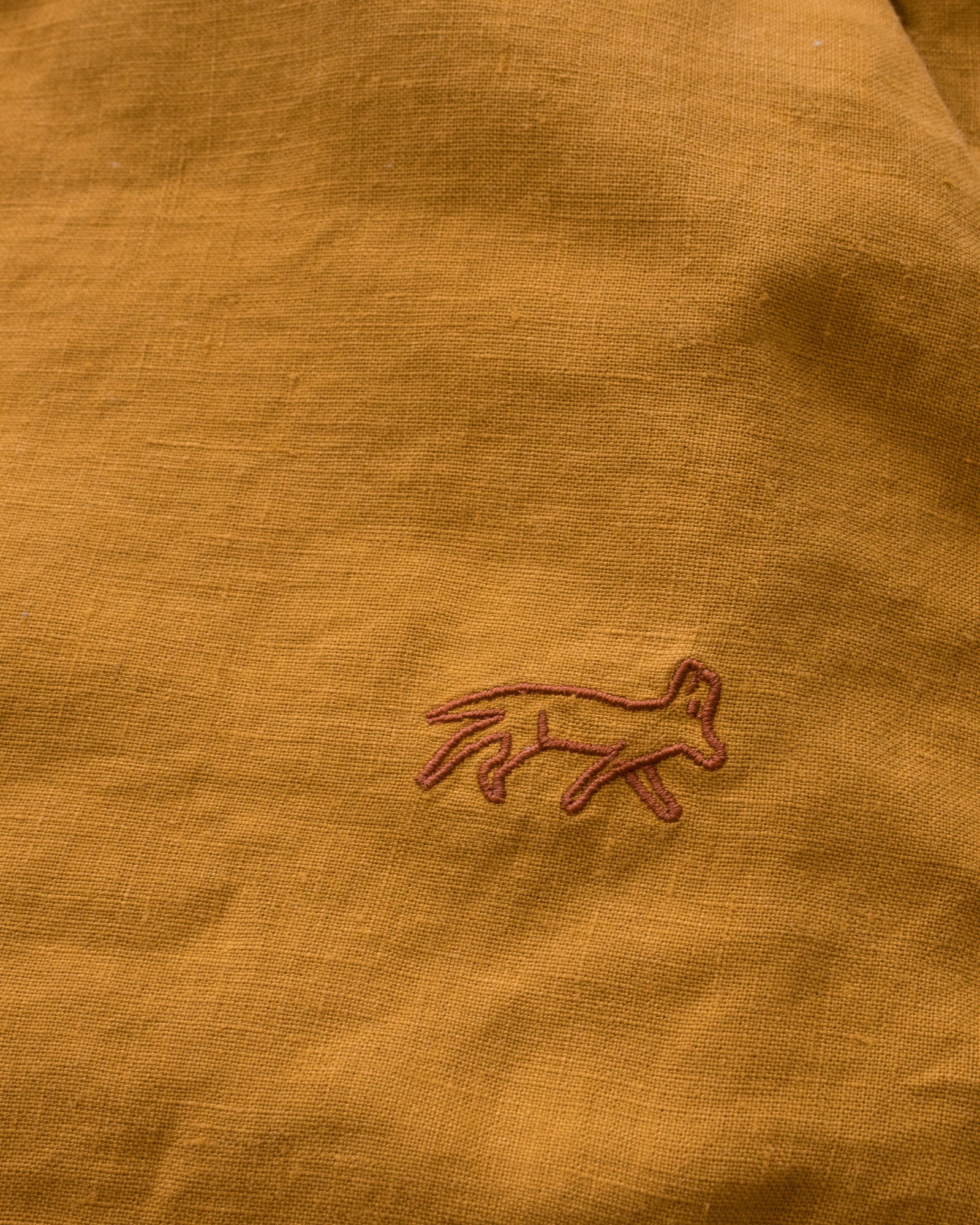 Joshua Tree - Men's Breathable Hemp Trail Pants in Orpiment (Turmeric) (close up)