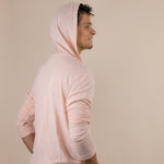 White Sands - Men's Long-Sleeve Hooded Henley in Prickly Pear (Dusty Pink) (back view)