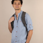 Canyonlands - Men’s Long-Sleeve Ventilated Hemp Shirt in Blue Sage (Light Blue) (front view)