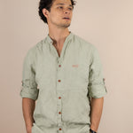 Canyonlands - Men’s Long-Sleeve Ventilated Hemp Shirt in Agave (Light Green) (front view)