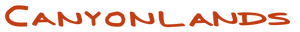 Text 'CANYONLANDS' in red on a white background