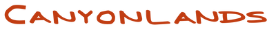 Text 'CANYONLANDS' in red on a white background