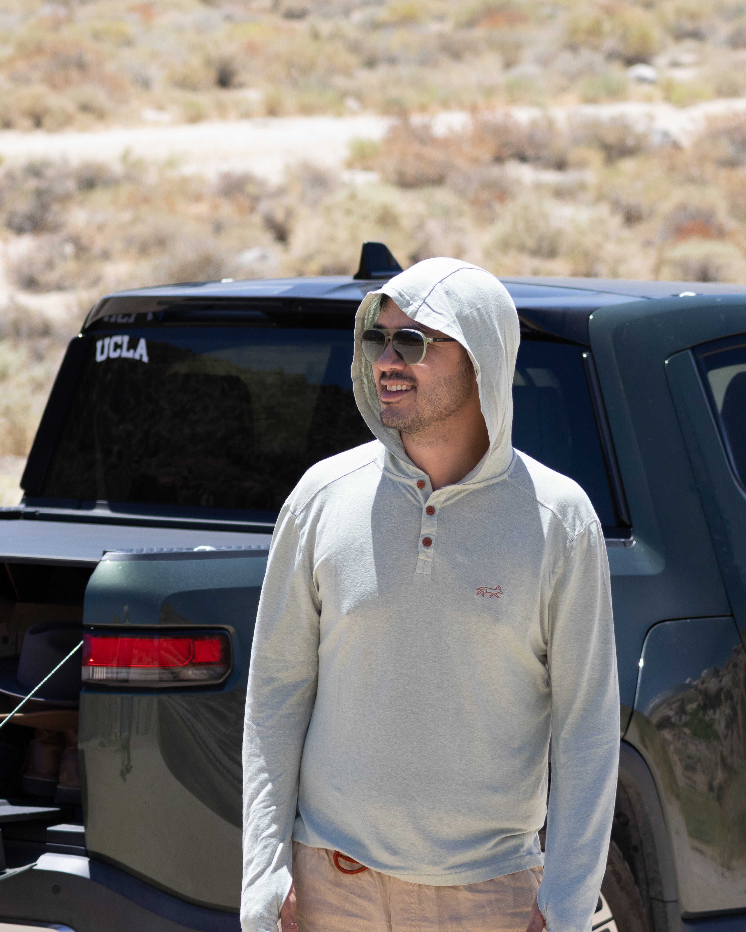 White Sands - Men's Sun Henley with Hideaway Hood