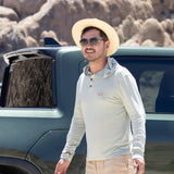 White Sands - Men's Sun Henley with Hideaway Hood
