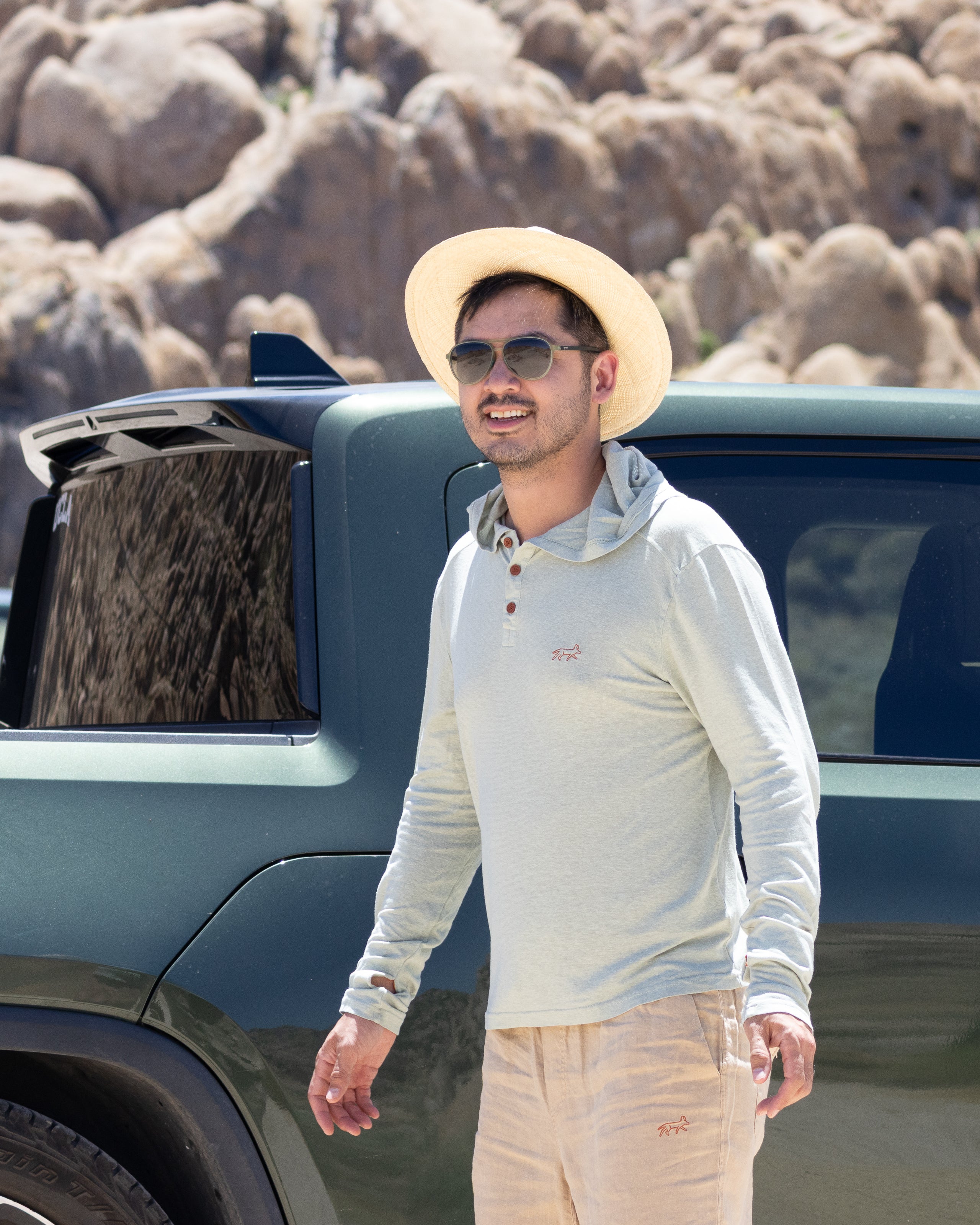 White Sands - Men's Sun Henley with Hideaway Hood
