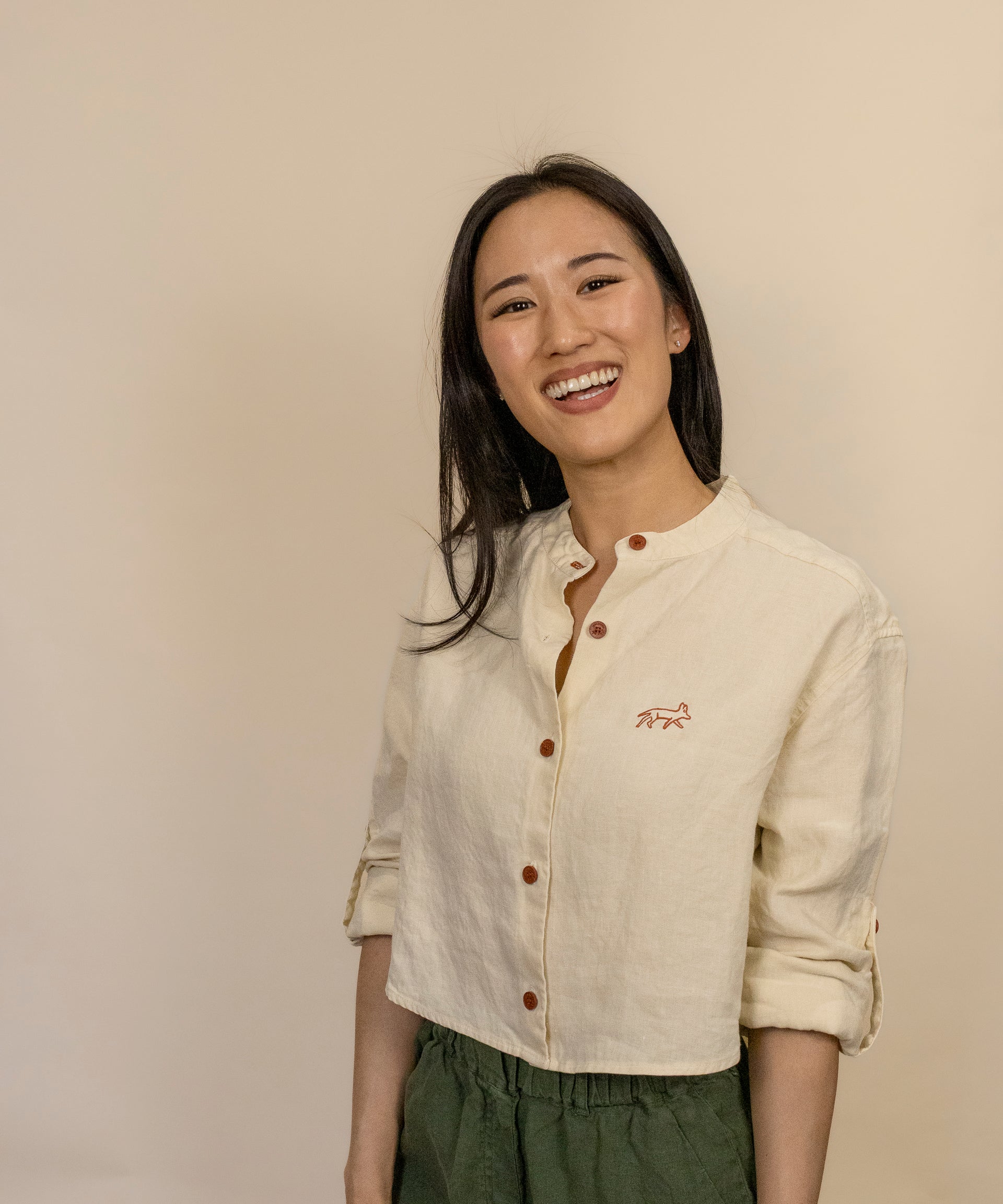 Biscayne - Women's Cropped Short Sleeve Shirt shown with Canyonlands - Women's Long Sleeve Hemp Shirt