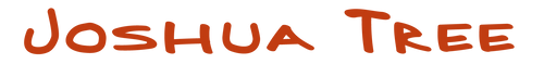 Text 'JOSHUA TREE' in red handwritten style on a white background