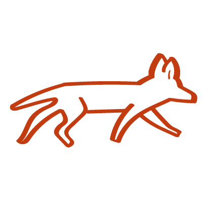 Terlingua Threads Logo (red outline of a fox on a white background)